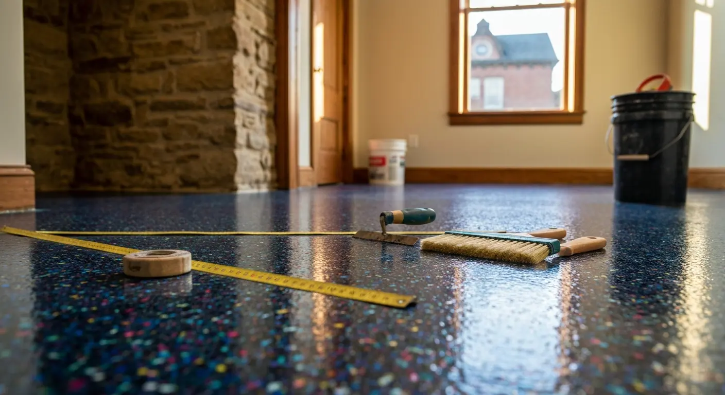 Epoxy flake flooring installation