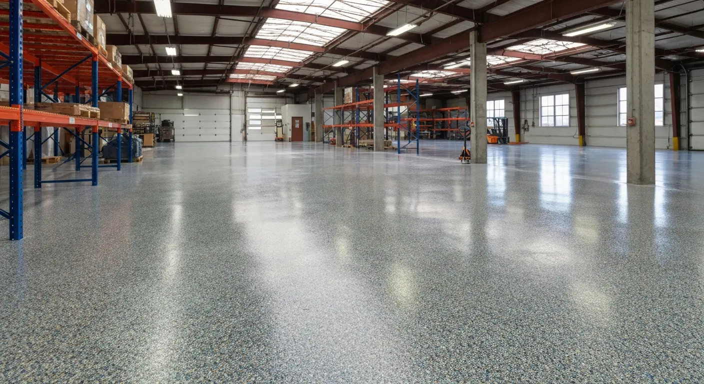Commercial warehouse with epoxy flake flooring