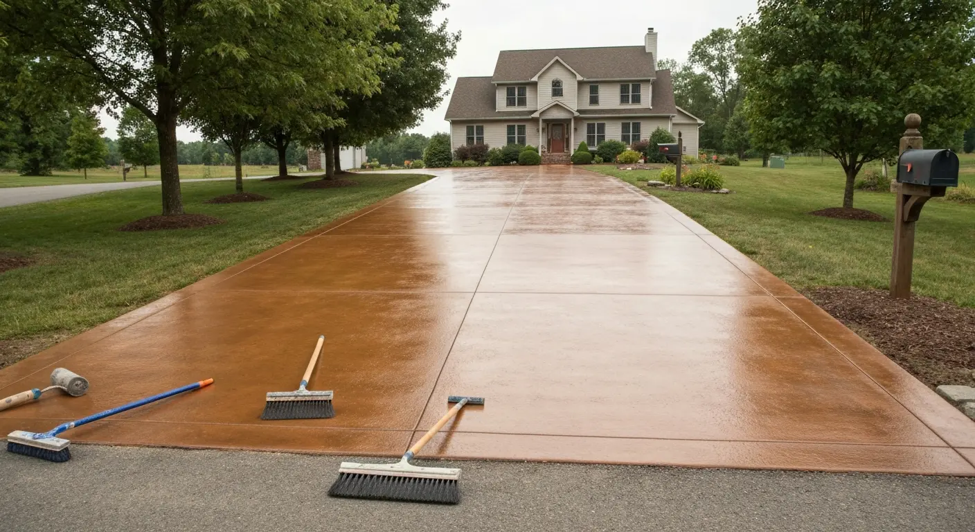 Decorative concrete coating application