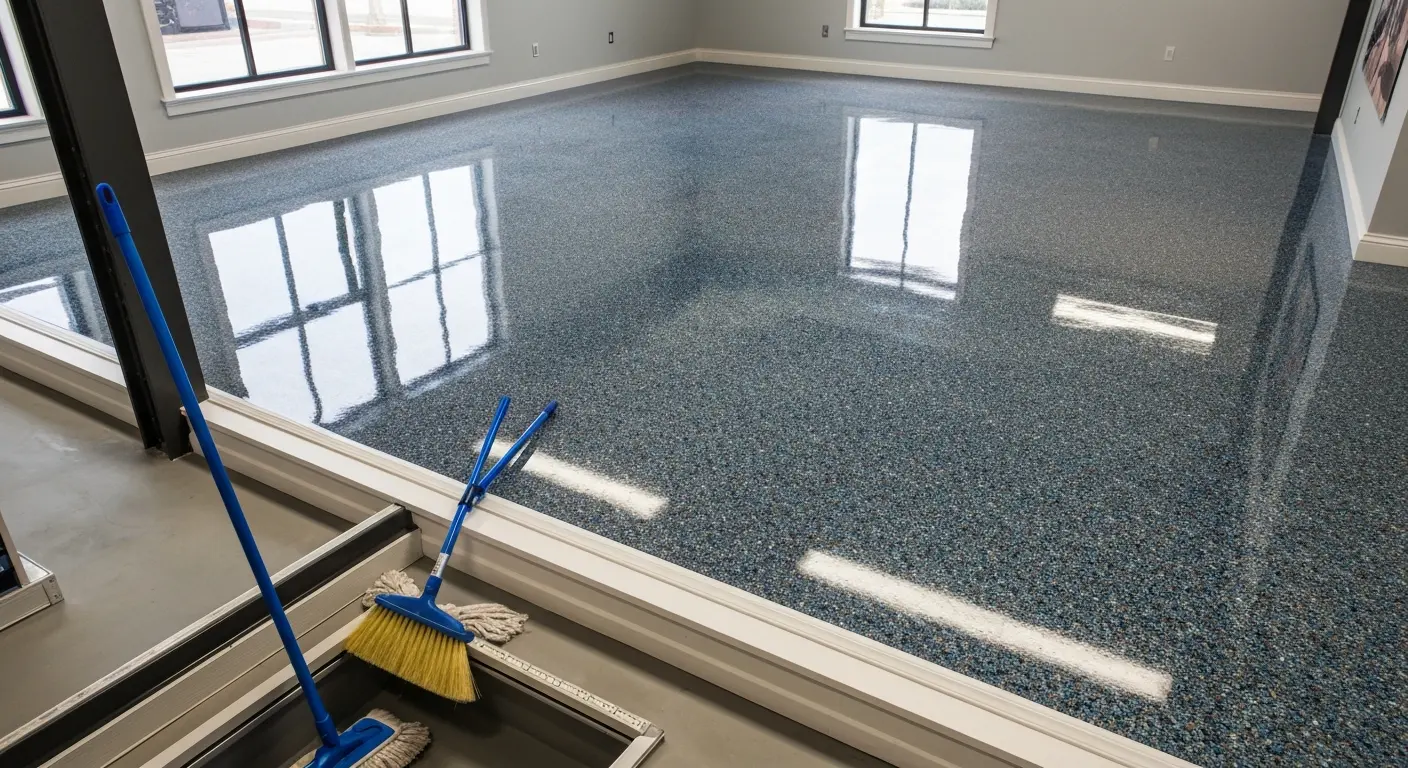Well-maintained epoxy floor in commercial space