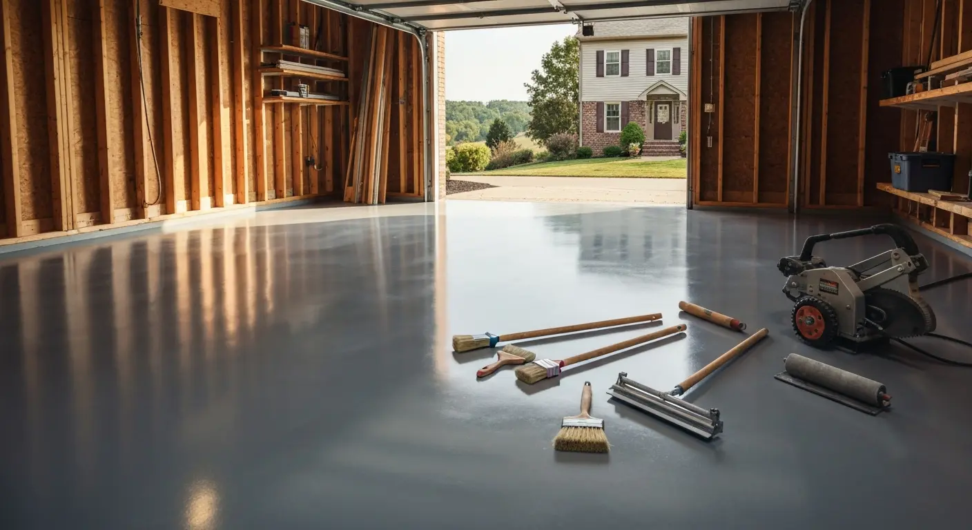 Residential garage epoxy floor in Bedford PA