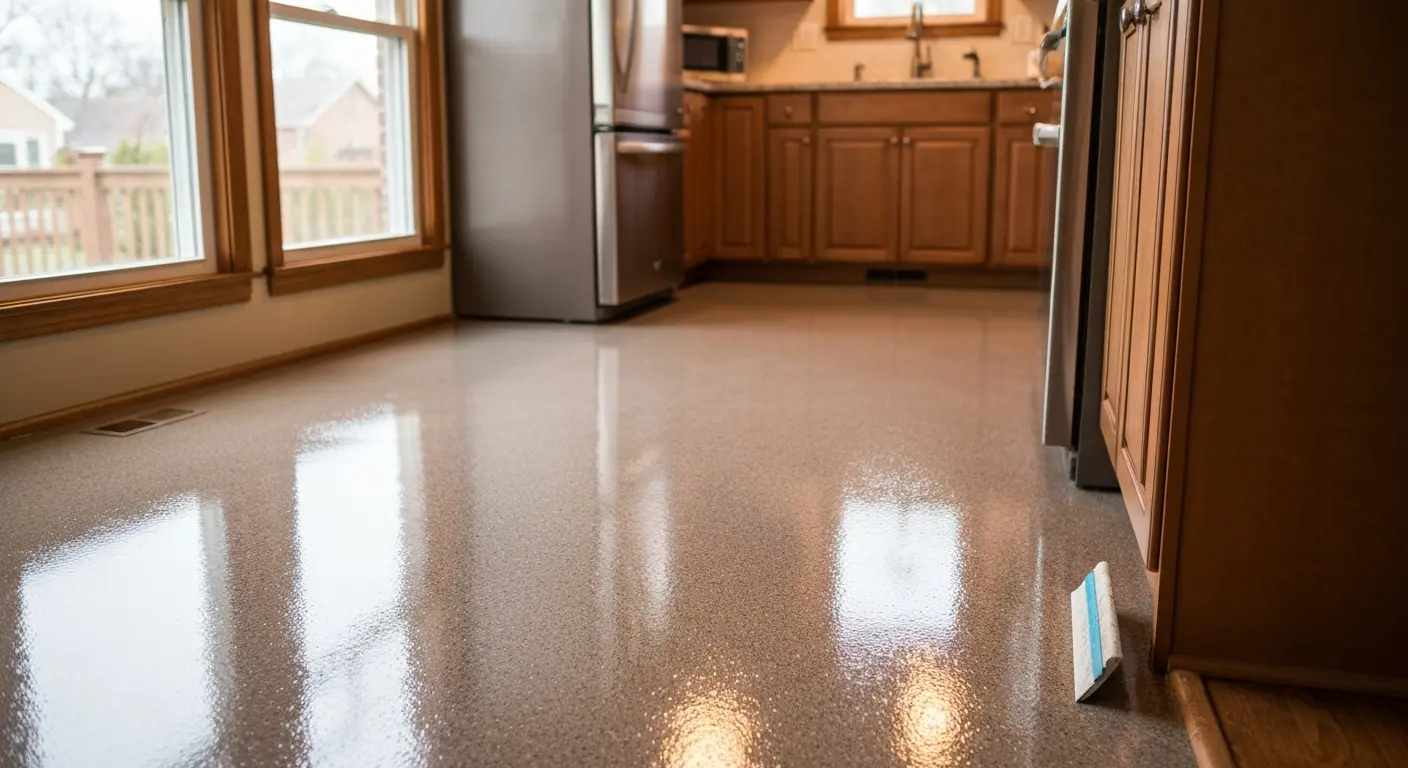 Modern kitchen flake epoxy flooring