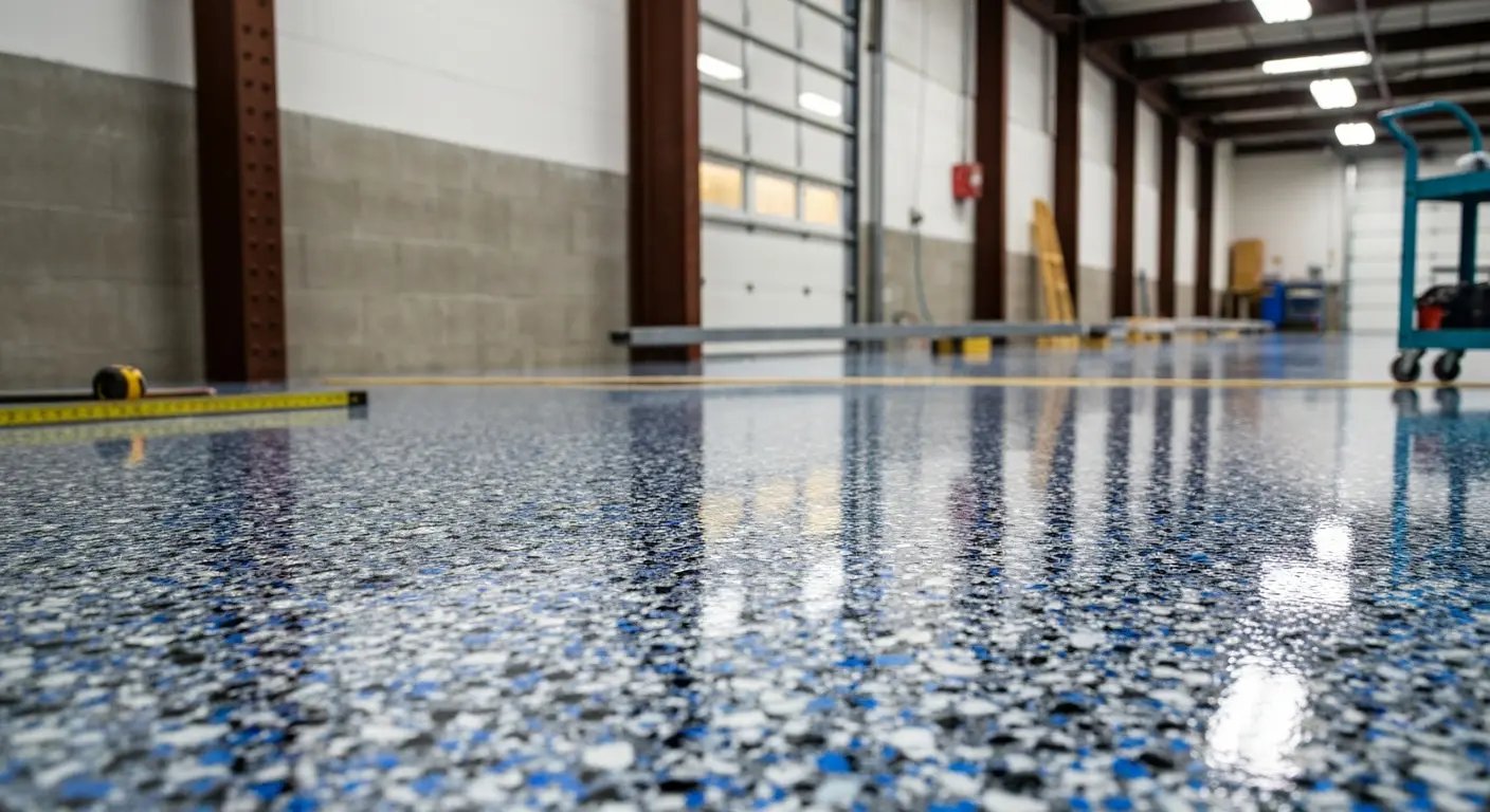 Epoxy flake flooring in commercial space