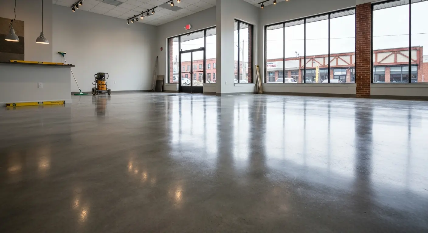 Polished concrete flooring