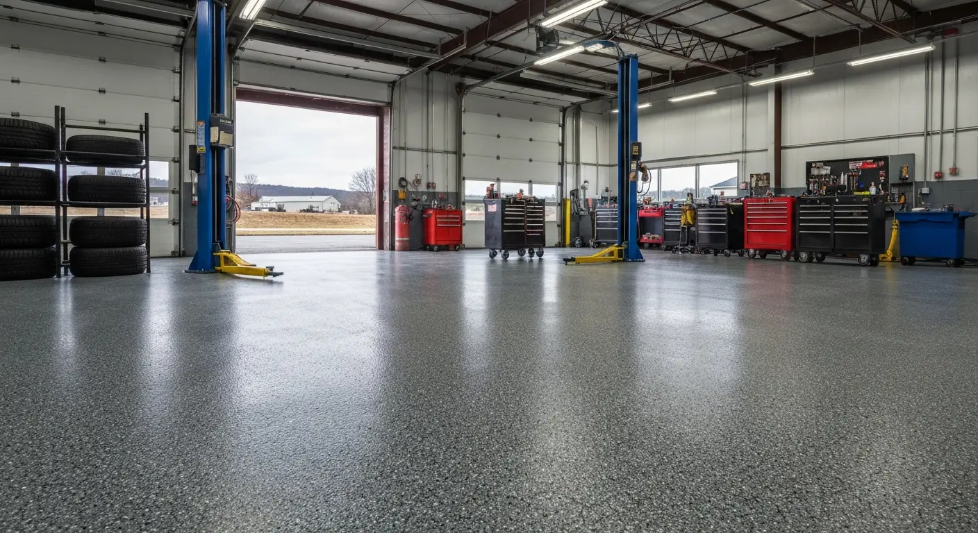 Commercial auto shop epoxy floor