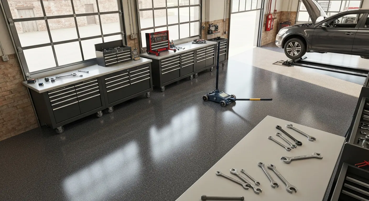 Auto shop epoxy flooring