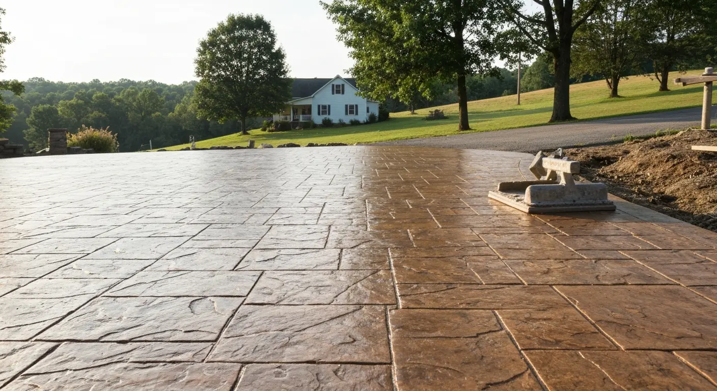 Stamped concrete overlay project