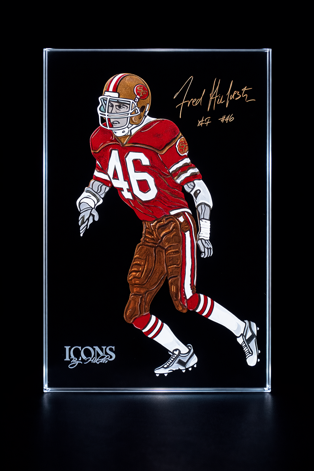 San Francisco 49ers number 45 glass art by Greg Holder