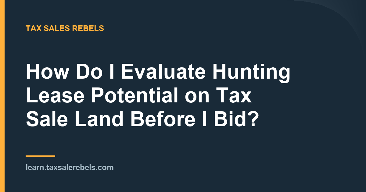 Tax Sales Rebels article card: How Do I Evaluate Hunting Lease Potential on Tax Sale Land Before I Bid