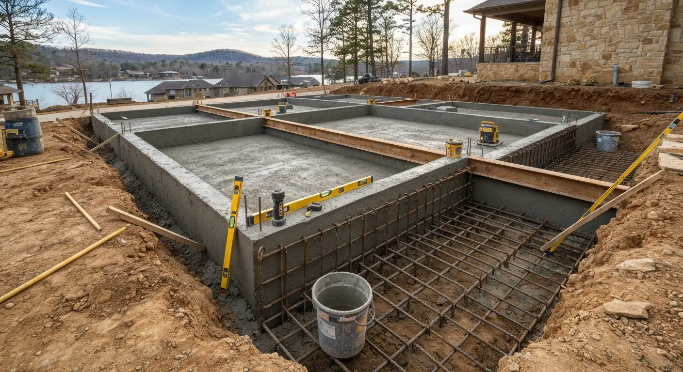 Custom home foundation in Branson