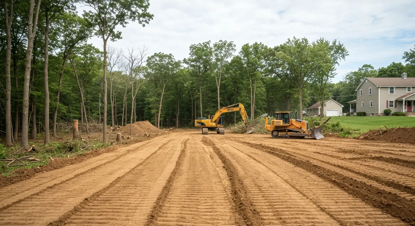 Land clearing project with heavy equipment