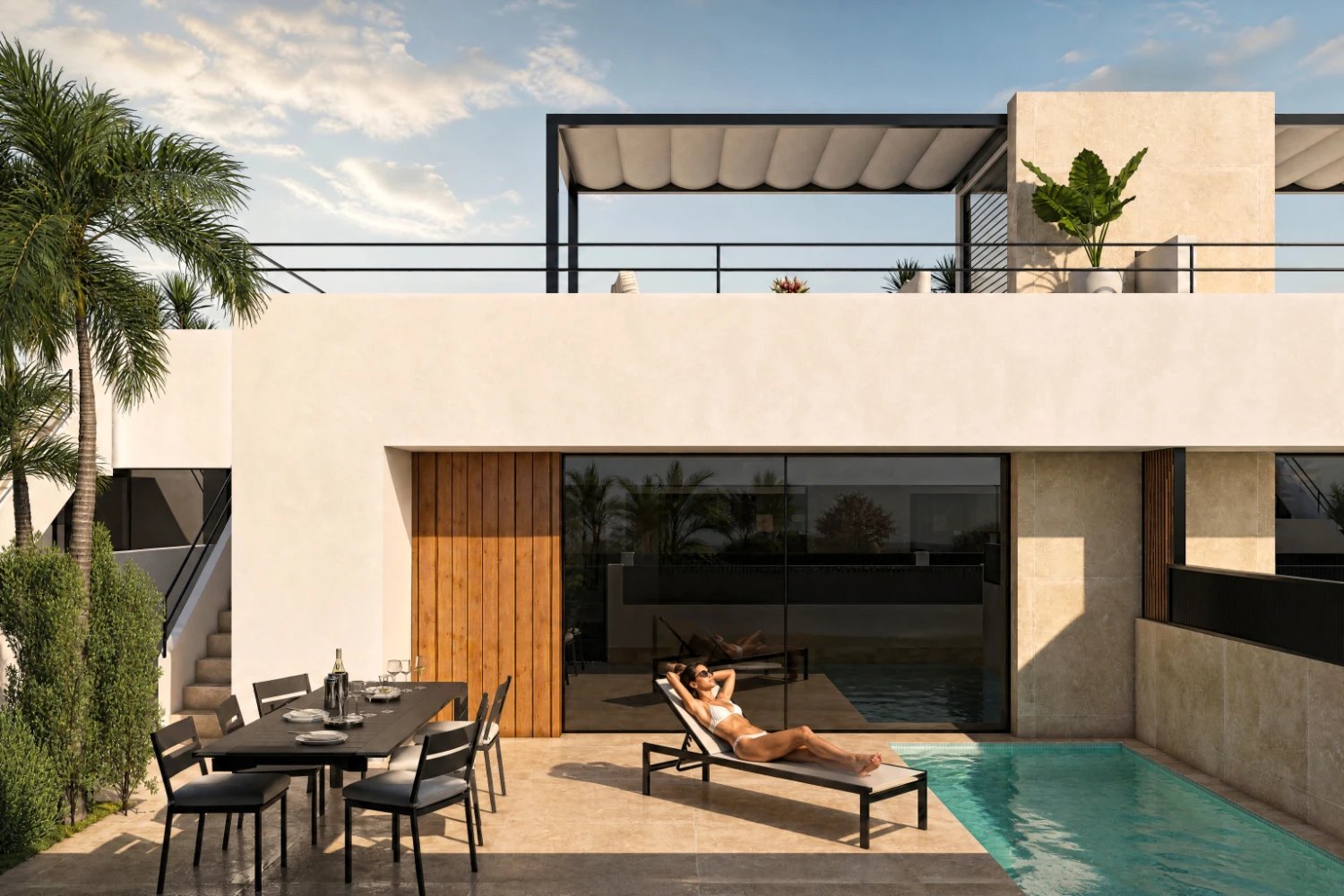 An Alhama villa with its rooftop solarium