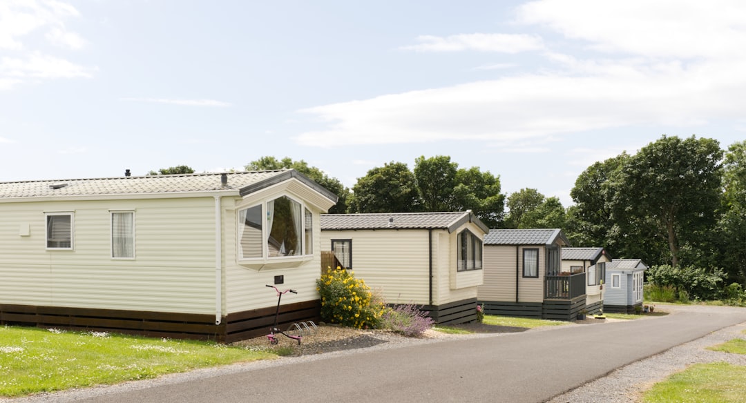 Manufactured home exterior on a dealer lot