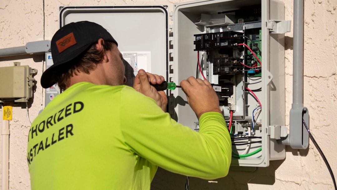 Technician completing home utility setup