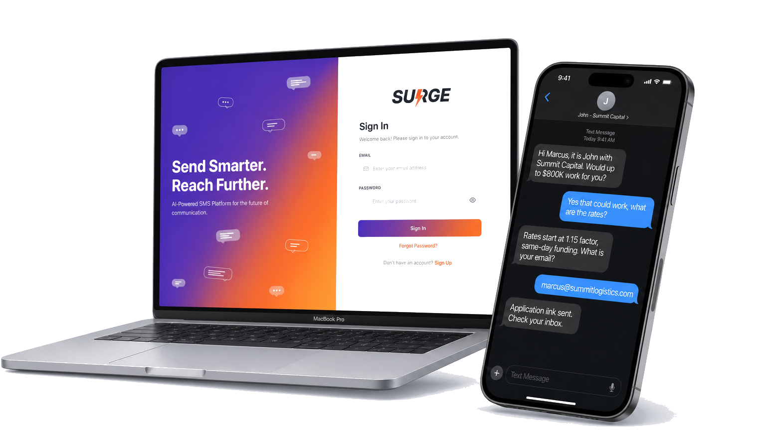 GoSurge.ai platform on MacBook and iPhone