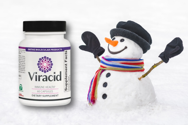 Snowman excited about the supplement Viracid for Winter Health Snowman excited about the supplement Viracid for Winter Health