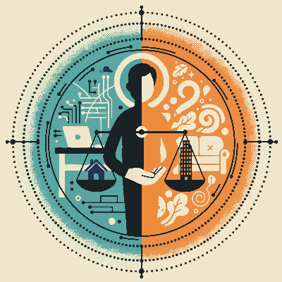 Close up of a business person hands using a digital tablet with futuristic tech icons floating above the screen in a modern office