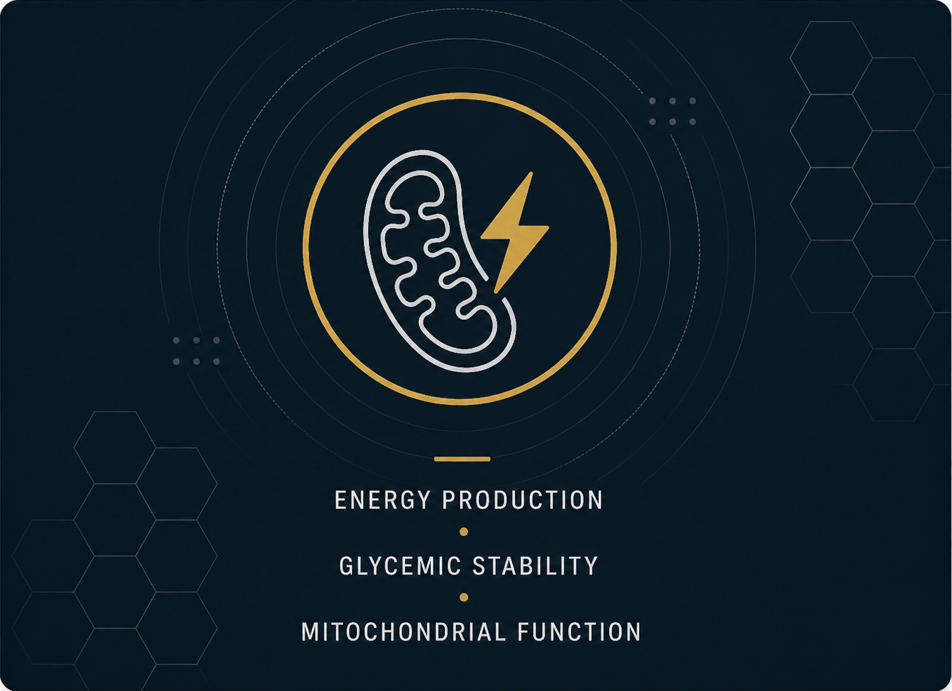 Mitochondrial function, substrate oxidation, glycemic stability. This is where the fatigue lives. When metabolic buffering is intact, your body shifts cleanly between fuel sources, sustains output across the day, and recovers from glycemic load without symptoms. When it's overloaded, you get afternoon crashes, post-meal fog, exercise that drains rather than fuels, and a creeping dependence on caffeine to feel functional.