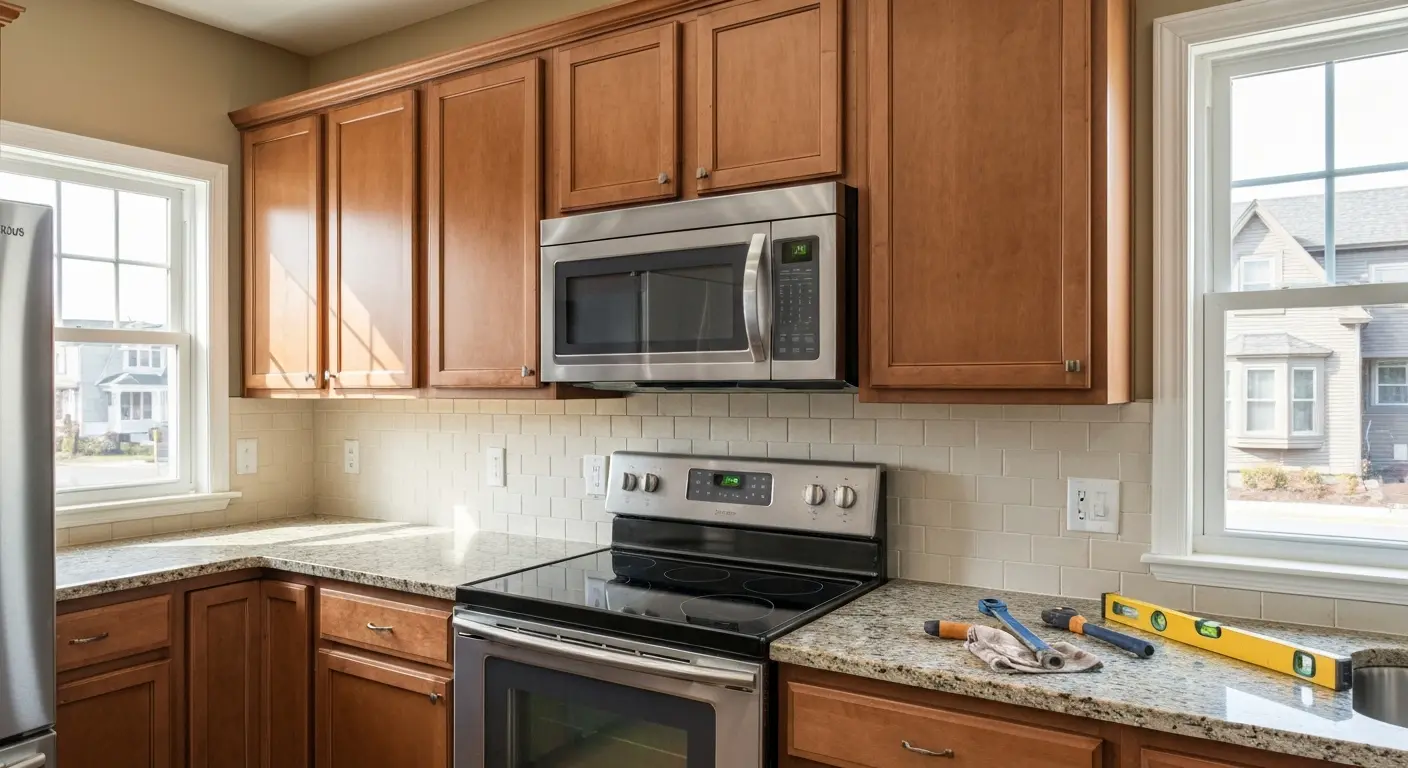 Microwave and oven installation