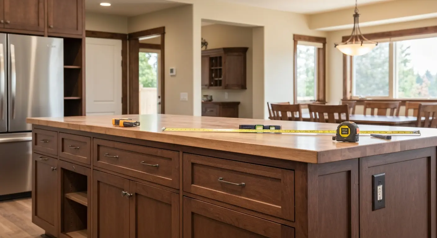 Custom kitchen island installation