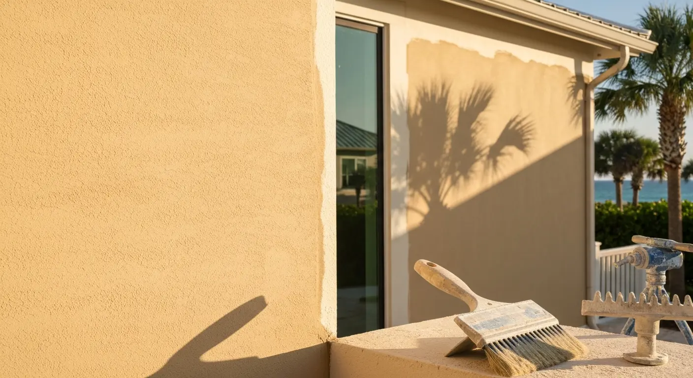 Stucco repair on oceanfront home