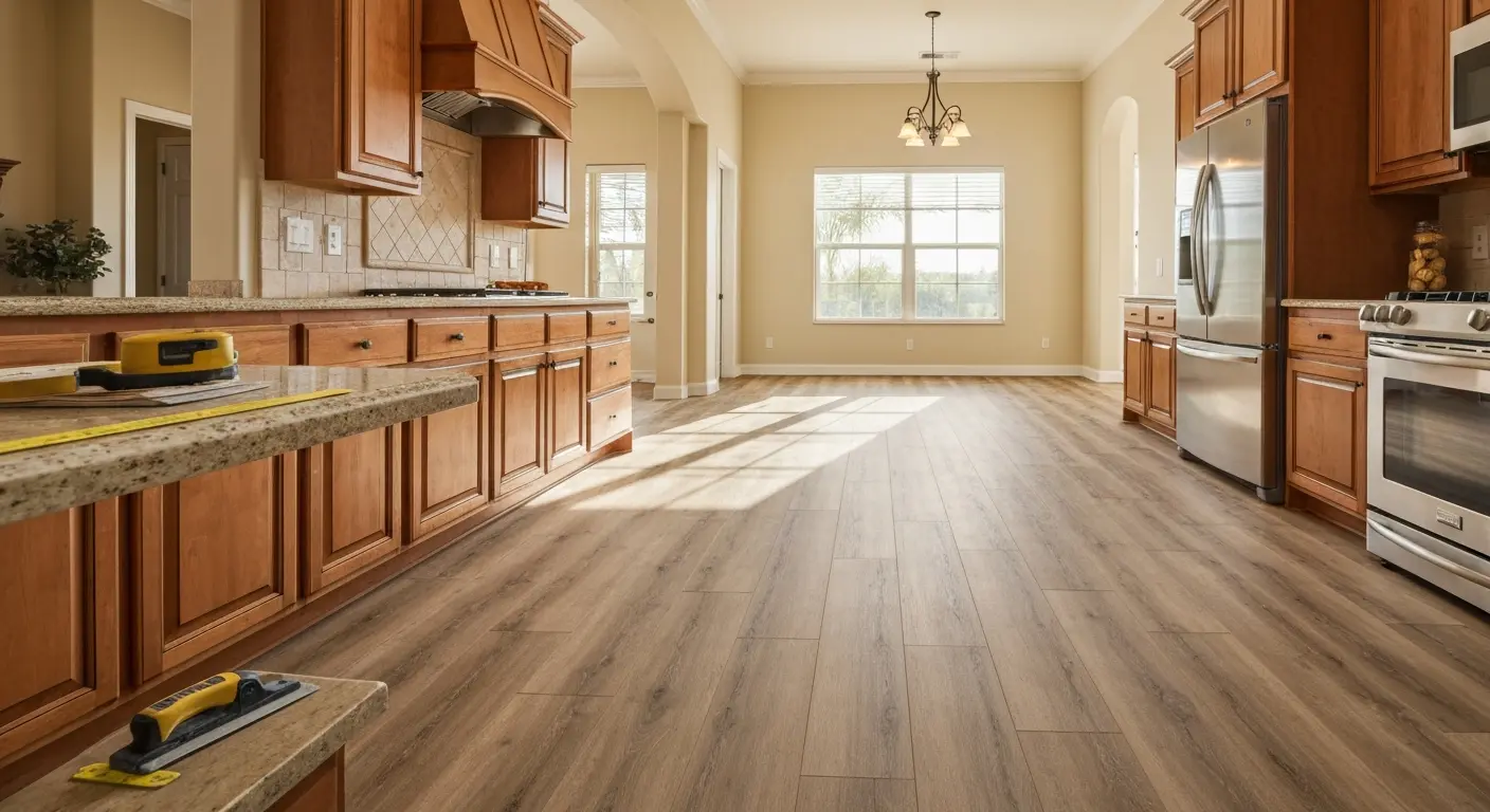 Luxury vinyl plank kitchen flooring