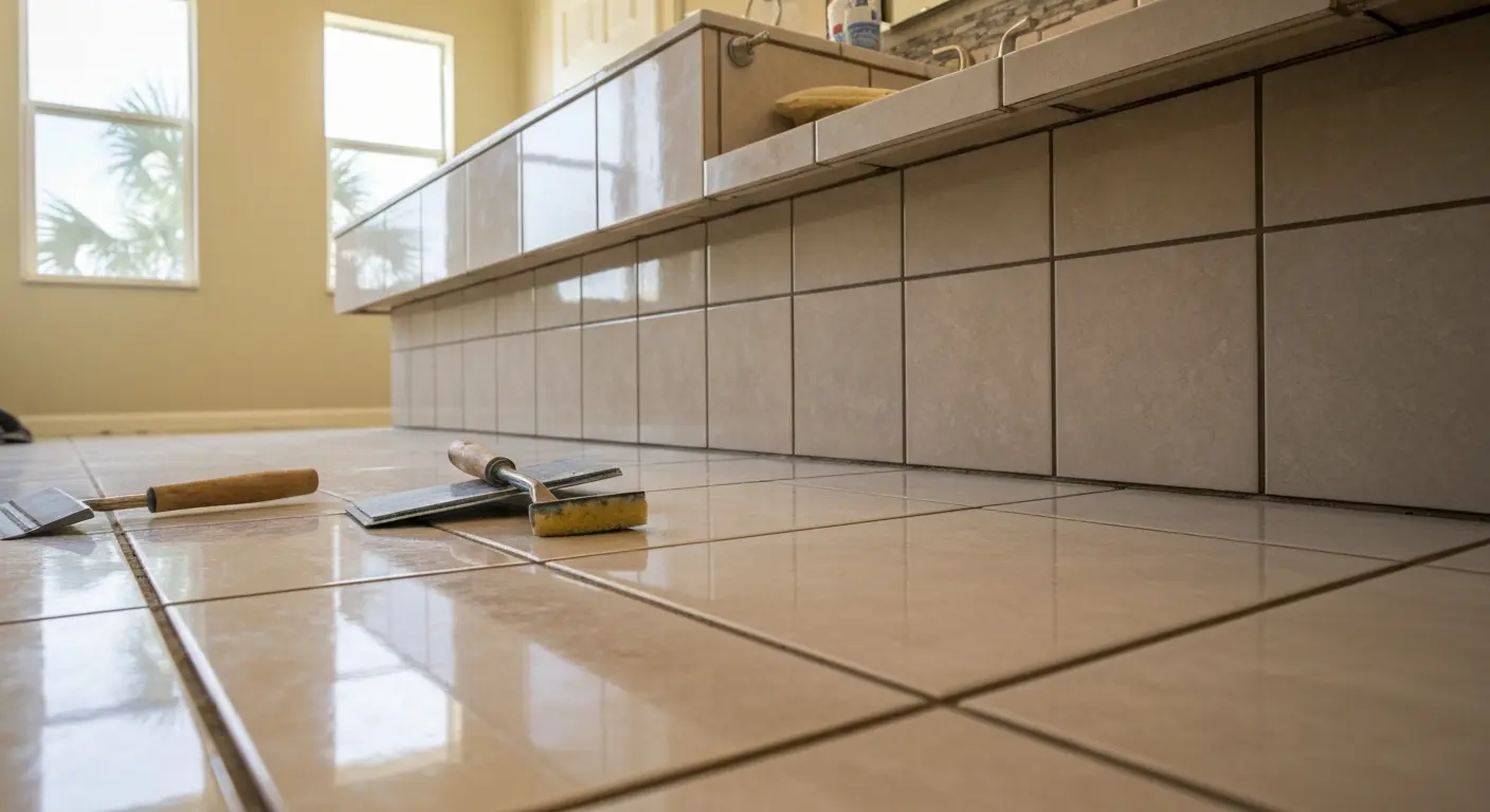 Ceramic tile bathroom flooring installation