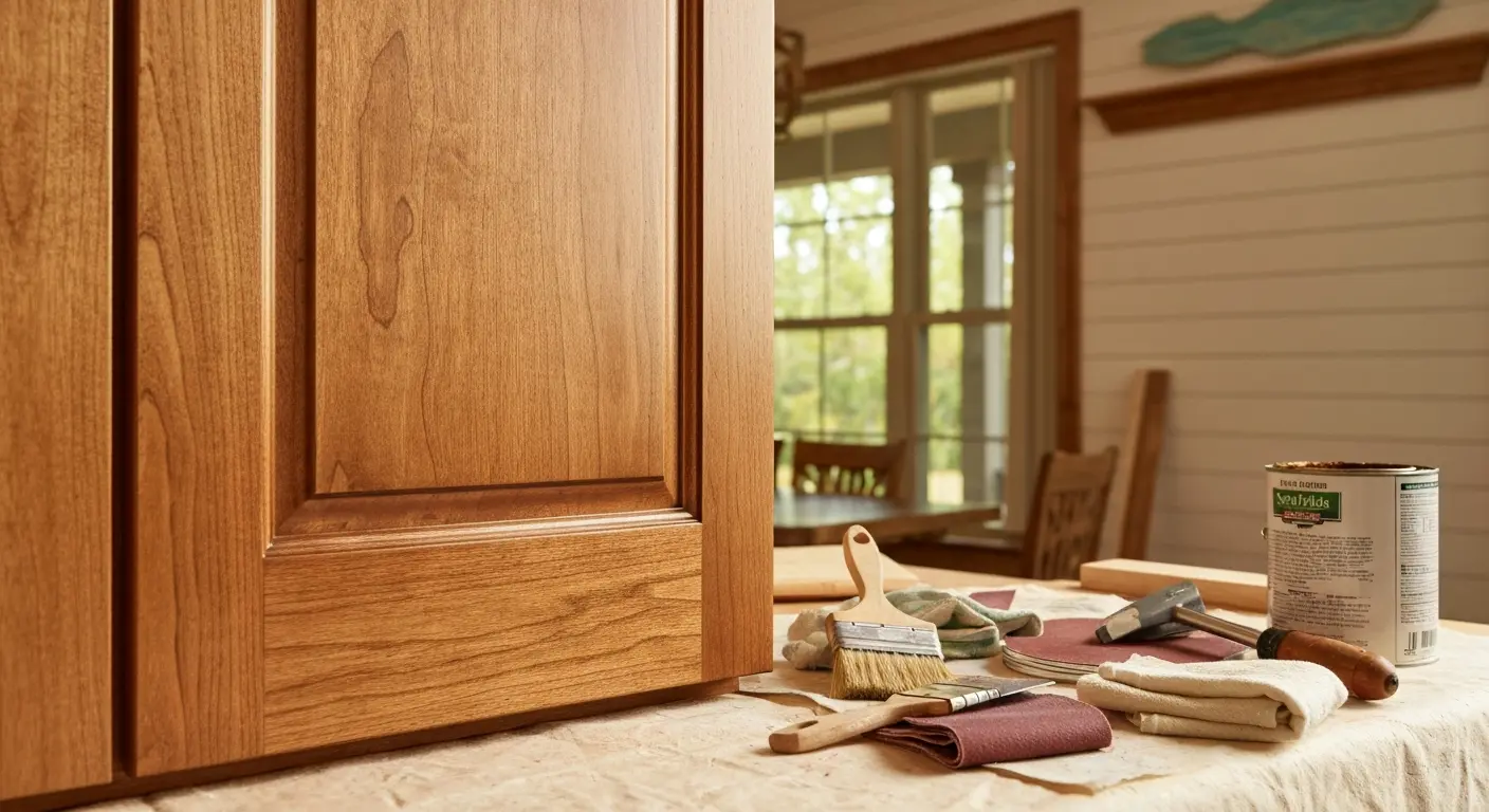 Stained cabinet refinishing
