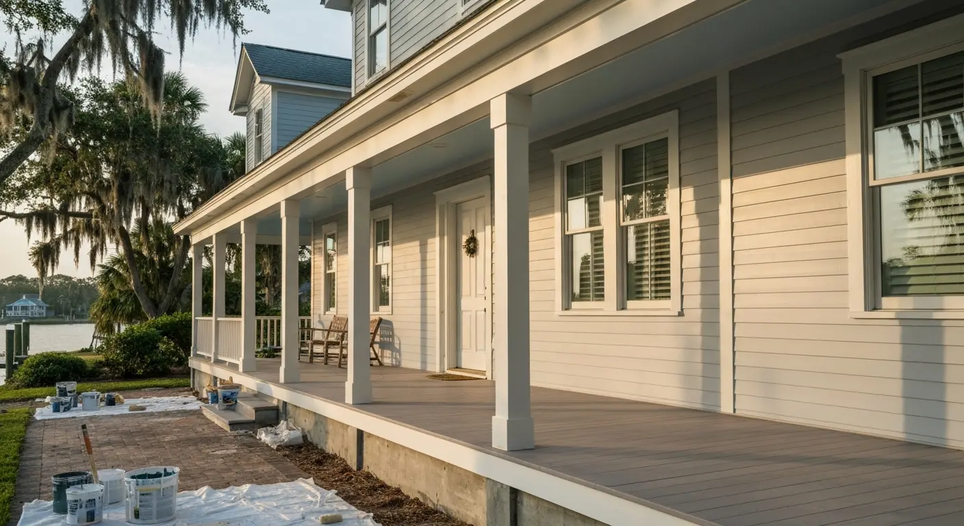 Exterior painting on St. Marys waterfront home