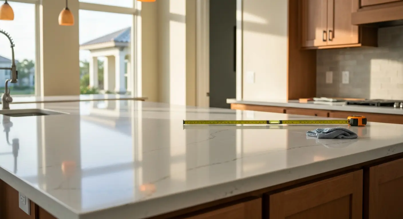 Quartz countertop installation