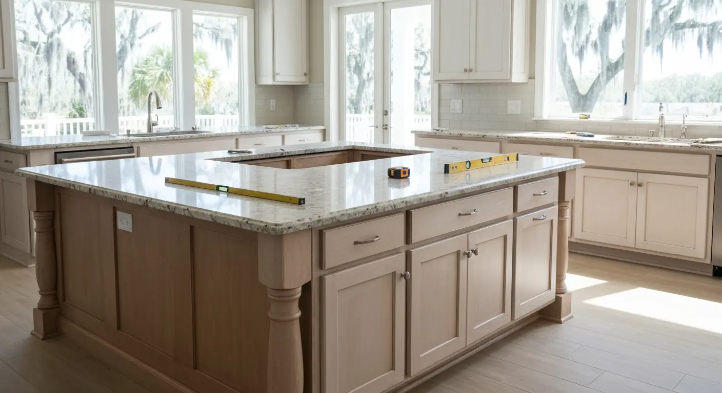 Custom kitchen island installation