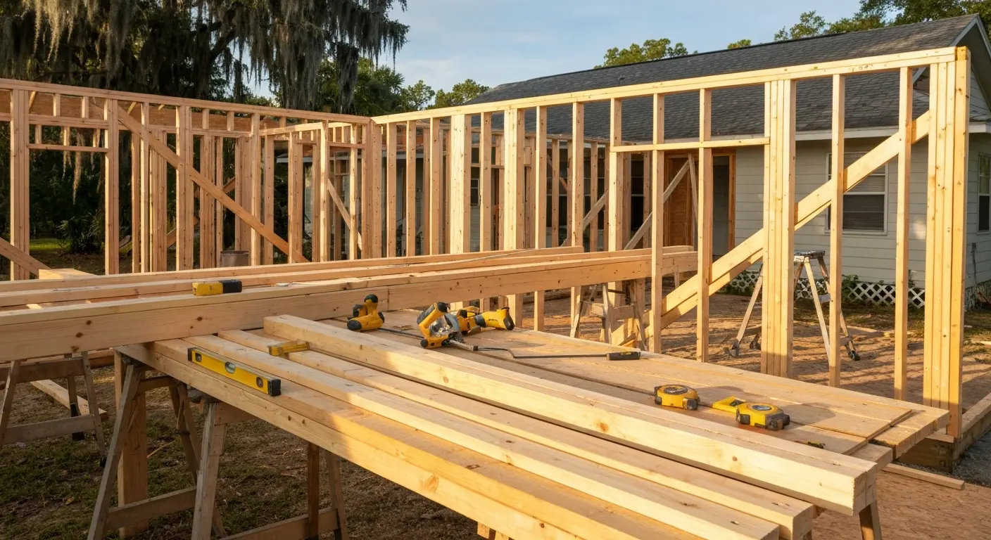 Room addition framing and construction