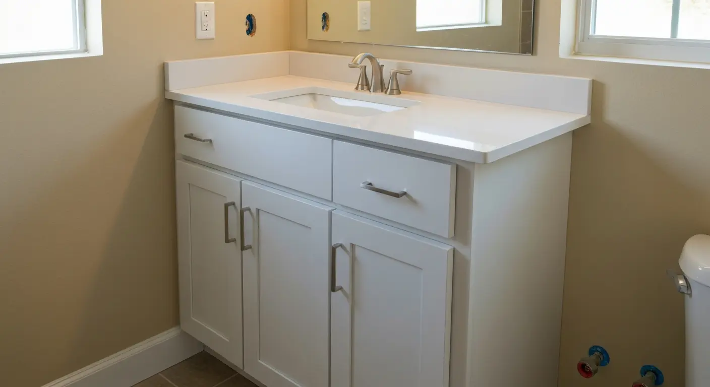 Single-sink bathroom vanity installation