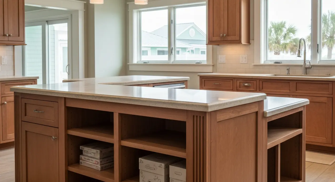 Custom kitchen island in Atlantic Beach kitchen