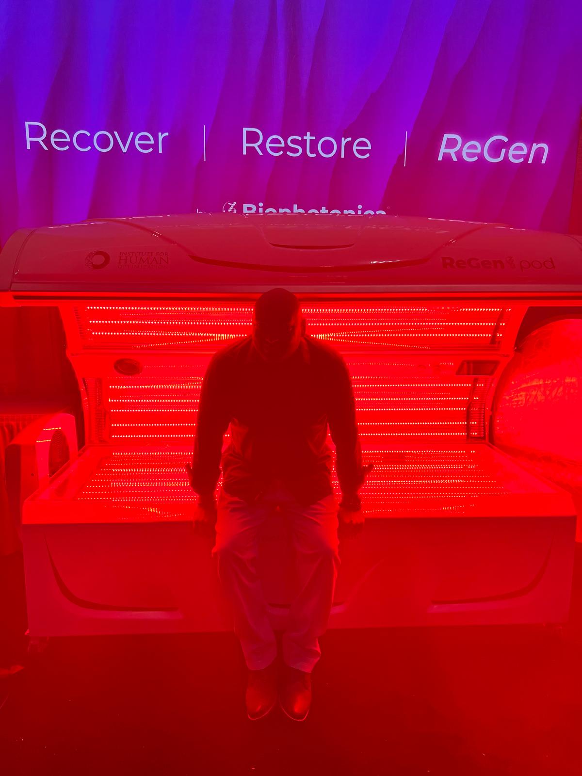 Red light therapy panel at Longevity Gyms