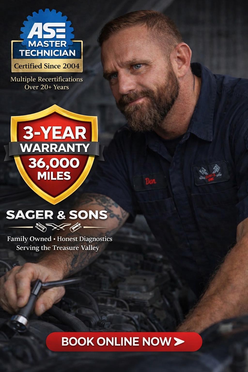 Dan Sager. ASE Master Technician, Sager & Sons Auto