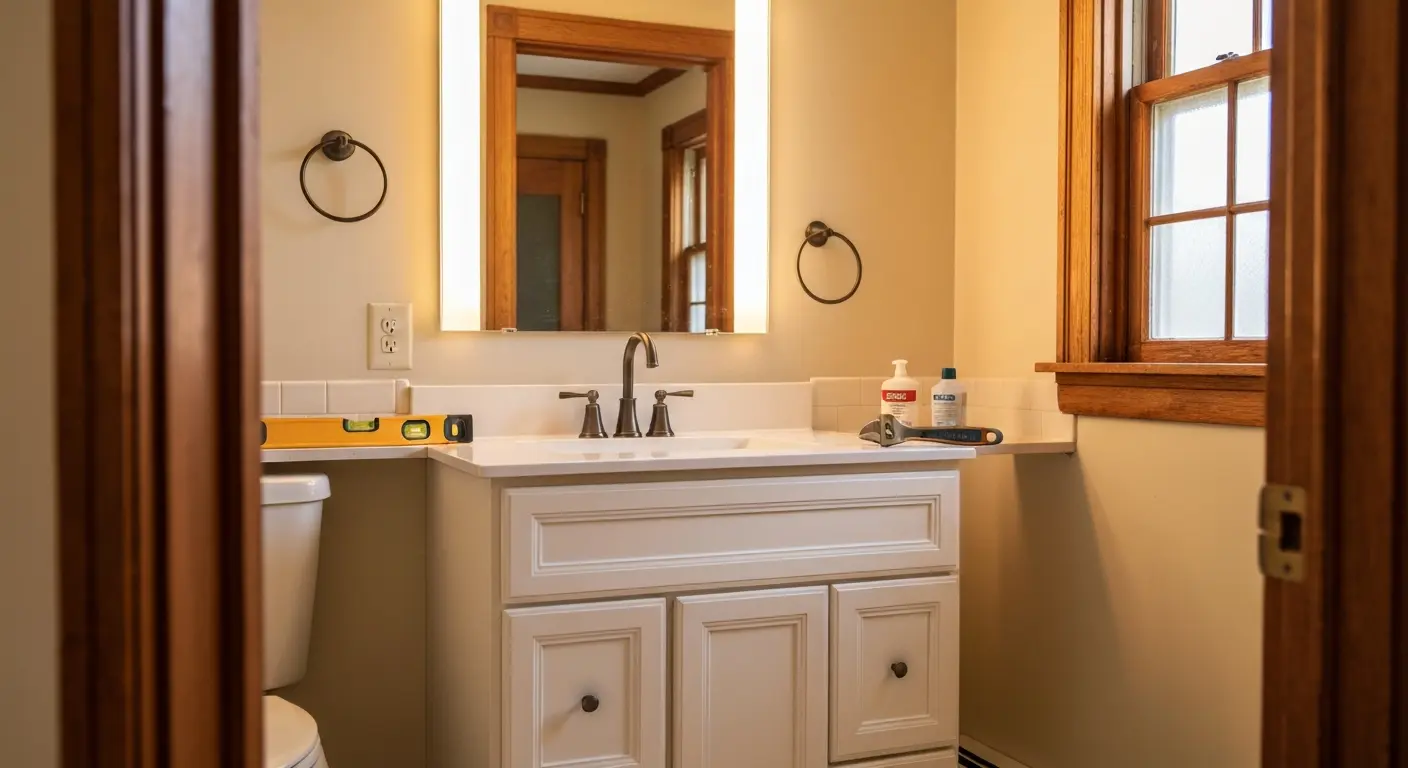 Single-sink bathroom vanity installation