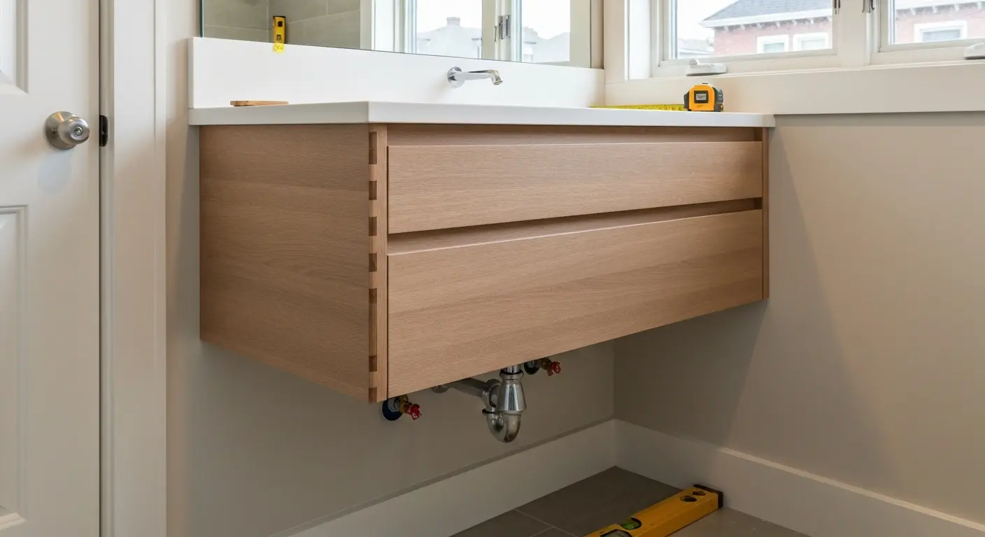 Floating vanity installation