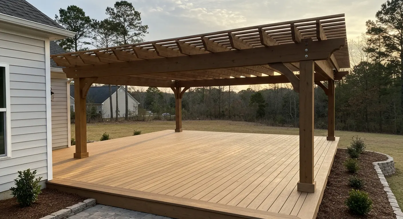 Covered deck with pergola roof