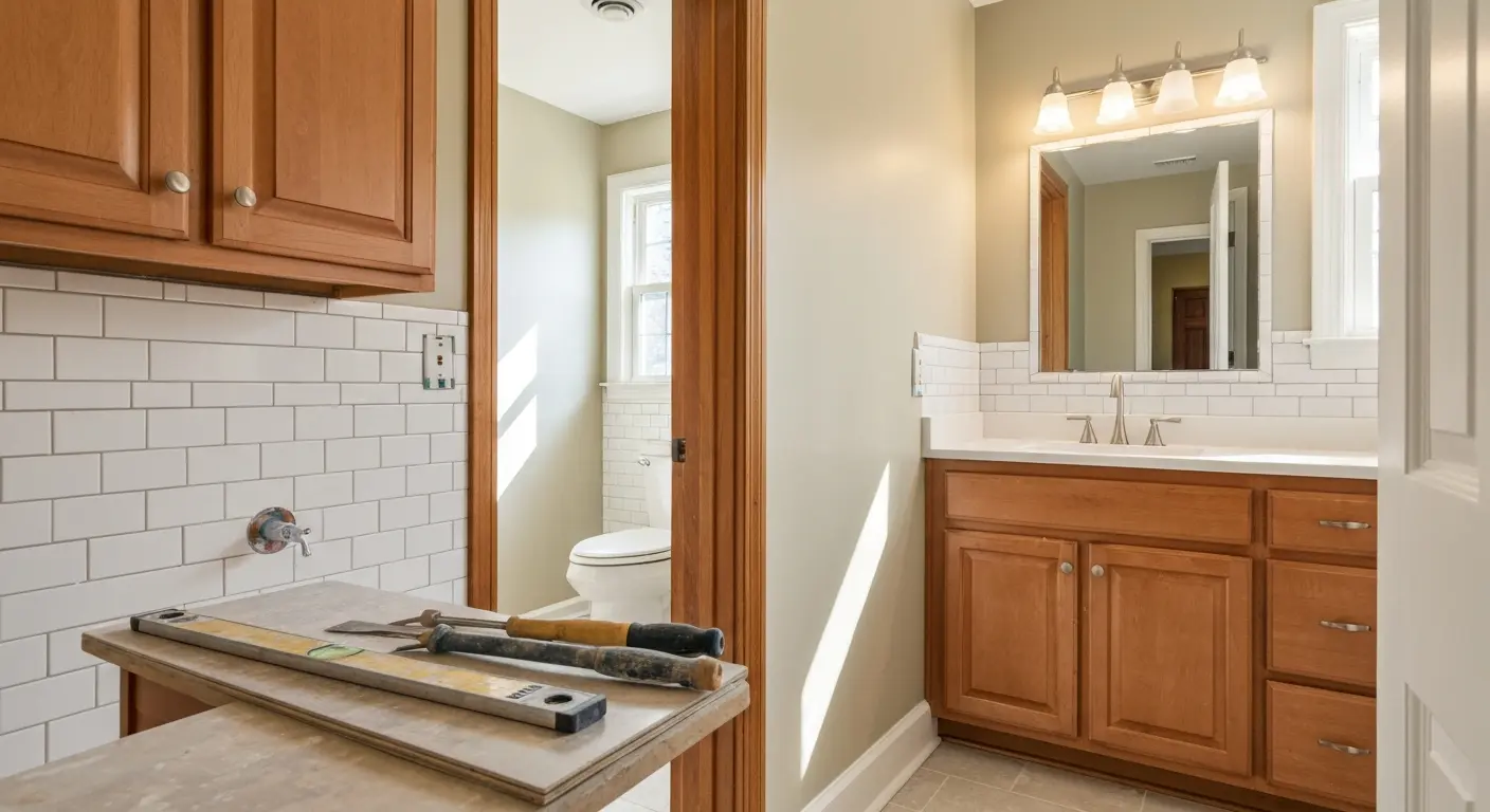 Bathroom renovation with tile work