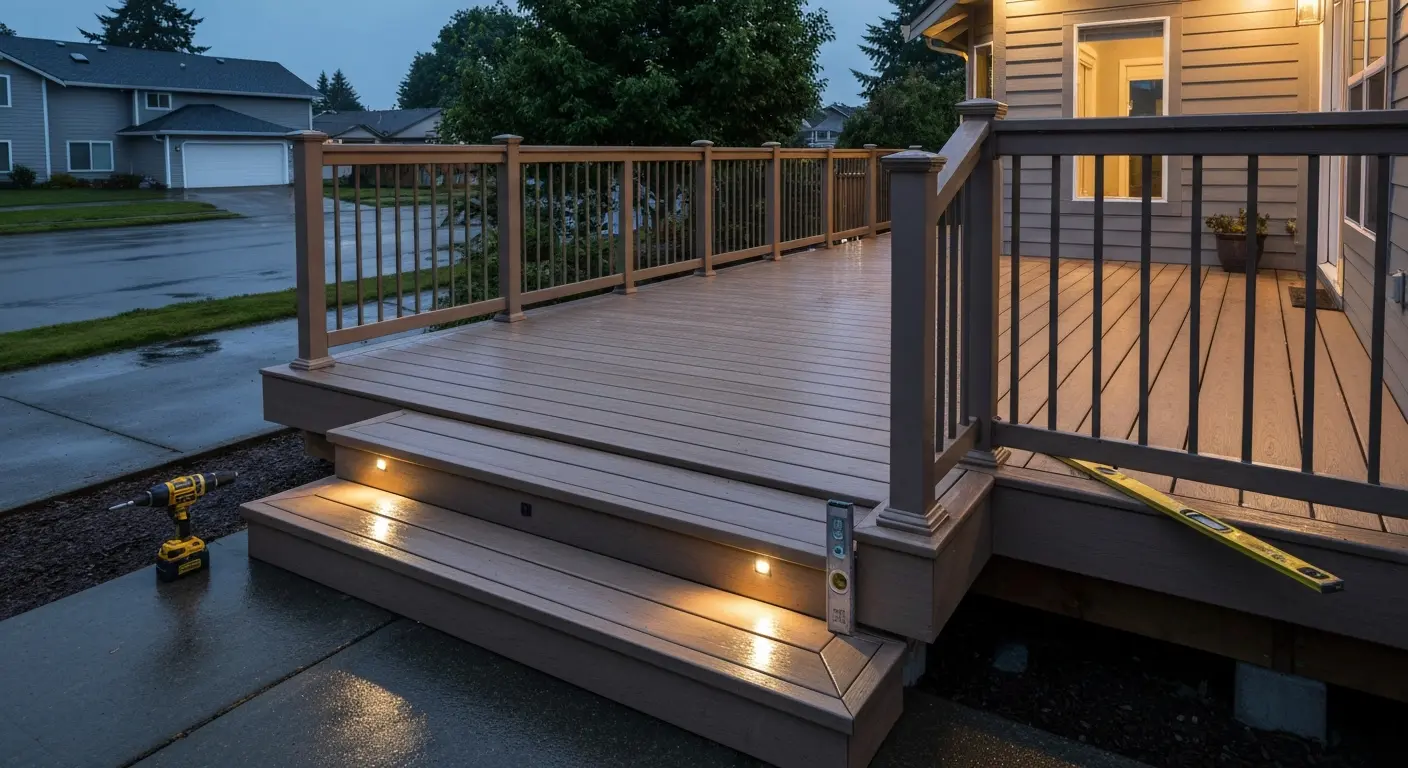 Composite deck with railing