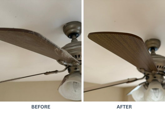 before and after cleaning ceiling fan