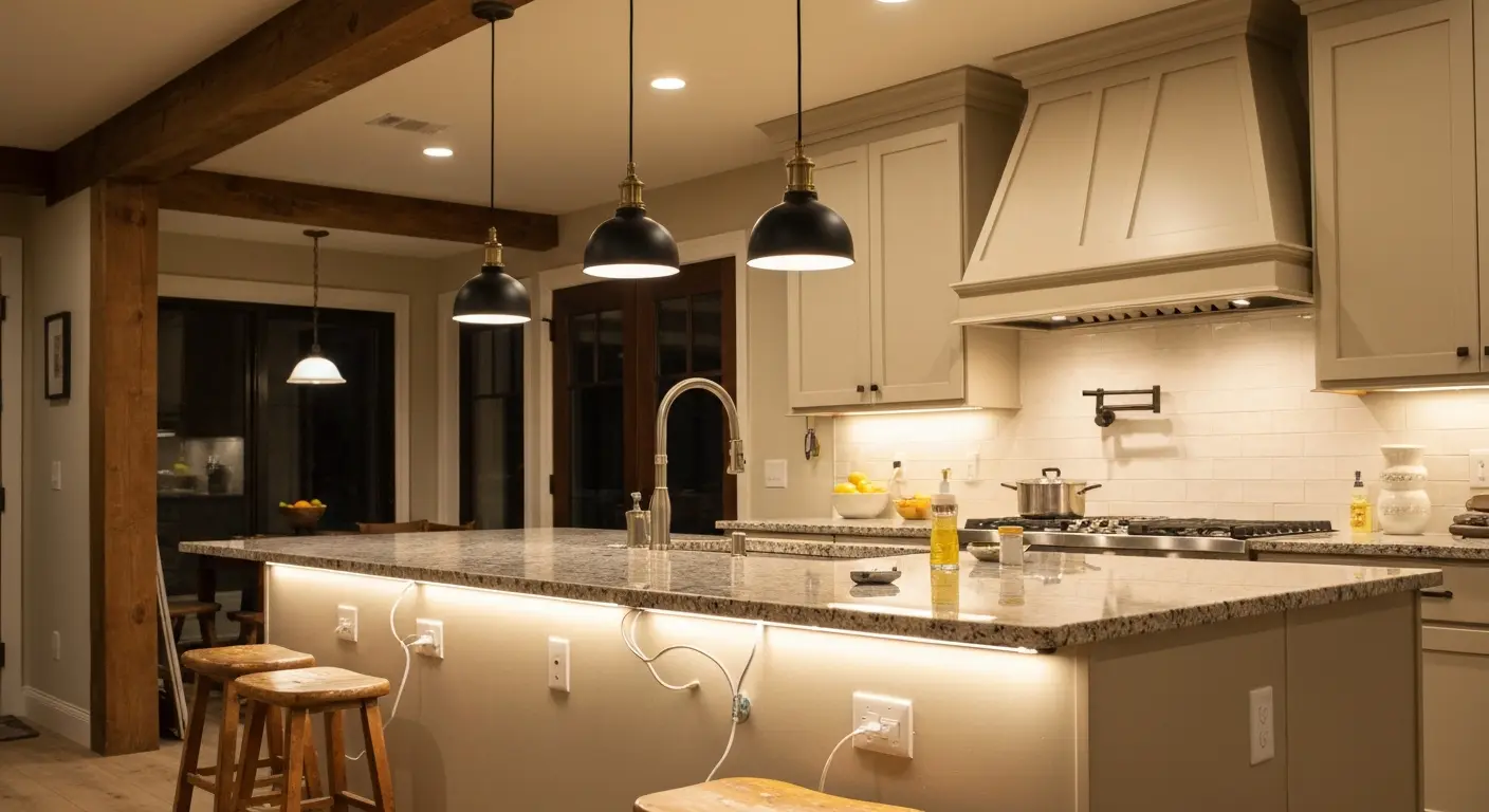 Kitchen pendant and under-cabinet lighting