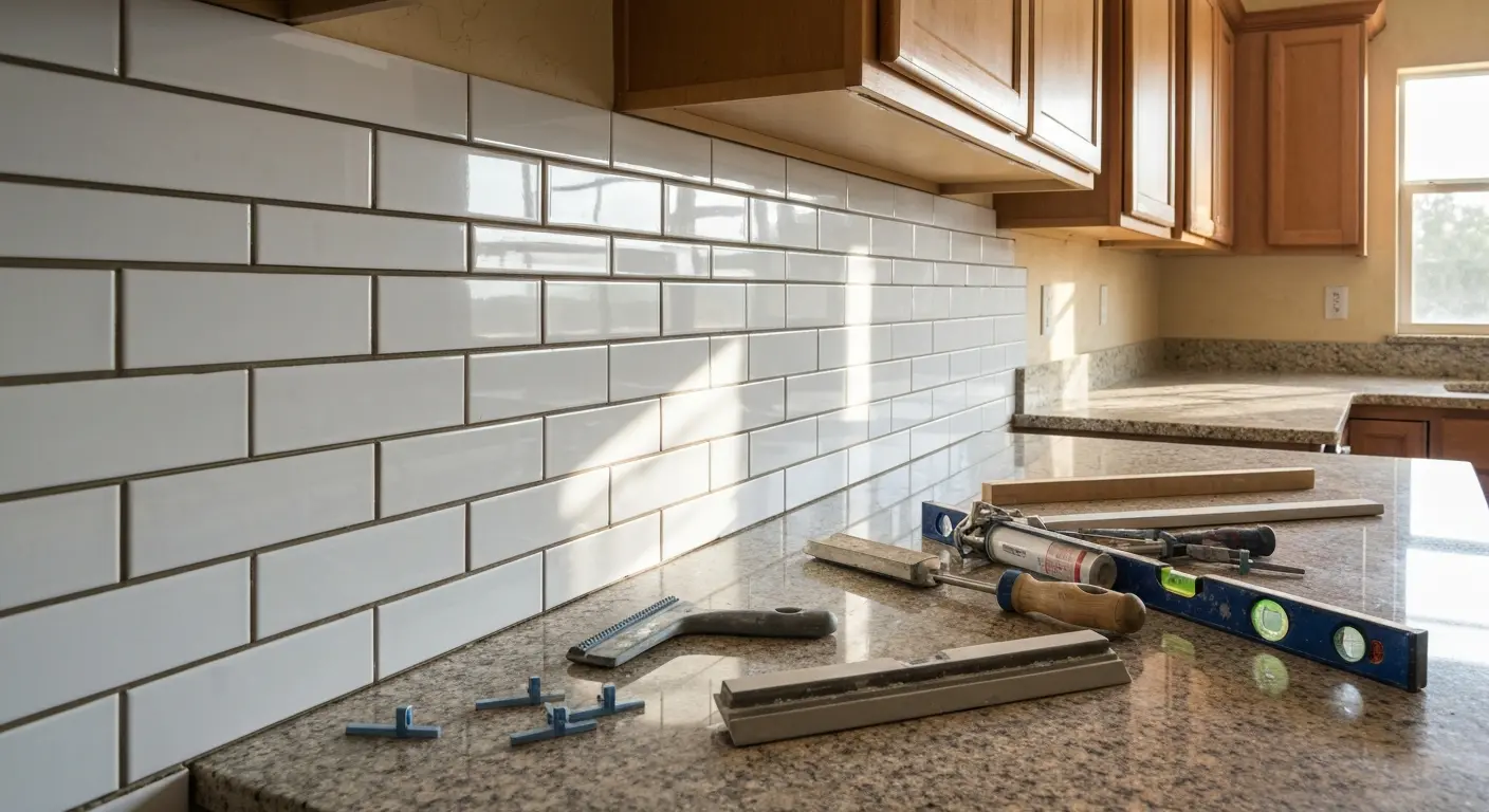 Tile backsplash kitchen installation
