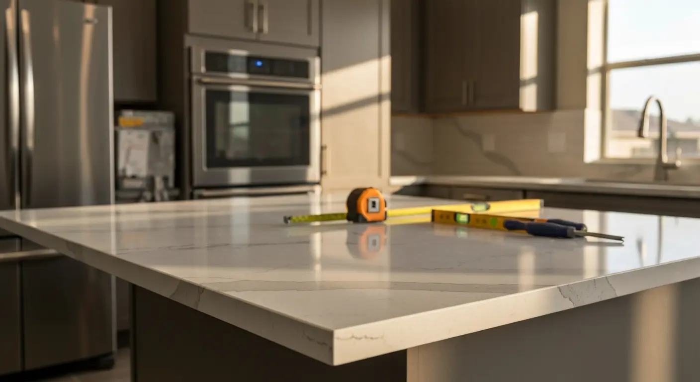 Quartz countertop installation
