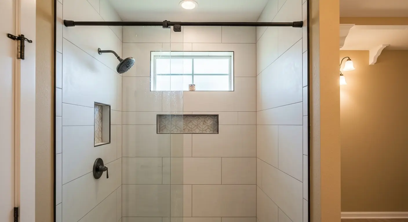 Guest bathroom tile shower