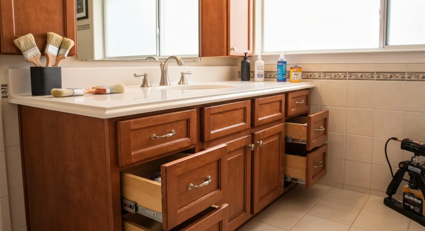 Bathroom cabinet refinishing