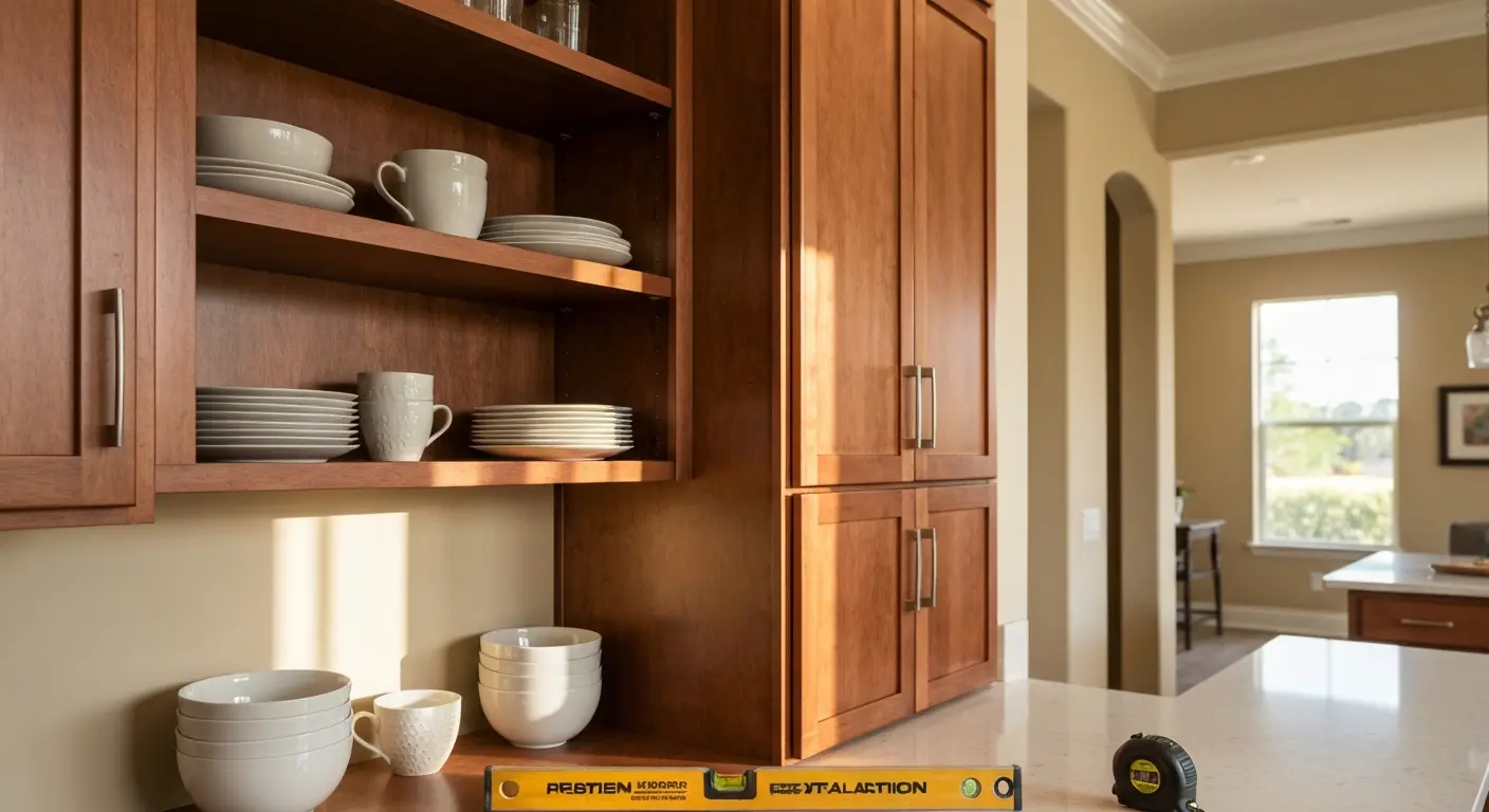 Custom cabinet installation in kitchen