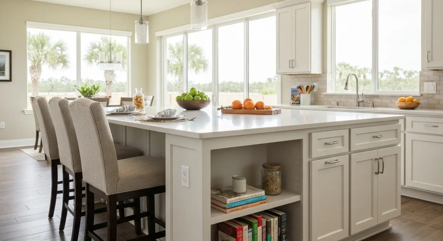 Kitchen island with seating and storage