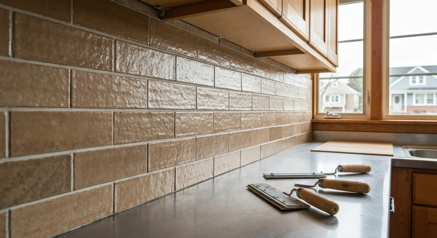 Tile backsplash in kitchen